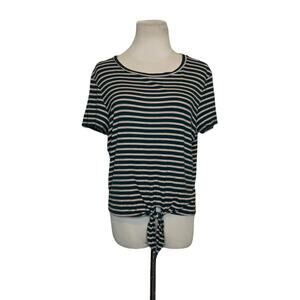 American Eagle green yellow short sleeves knit top size large